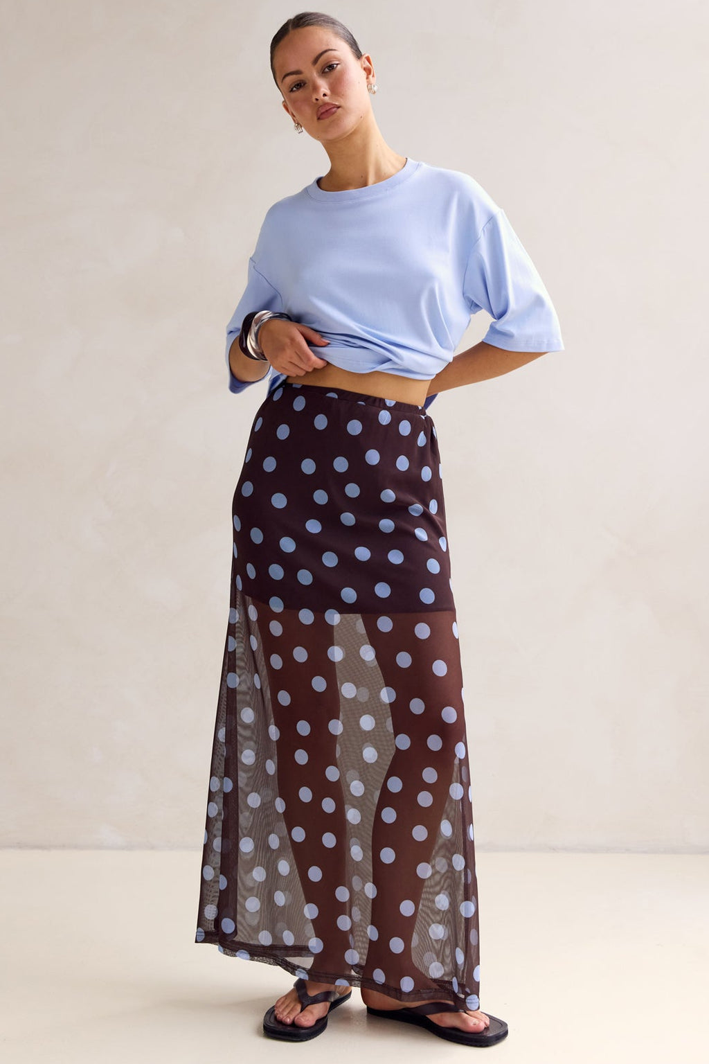 Leni Maxi Skirt (Chocolate/Blue)