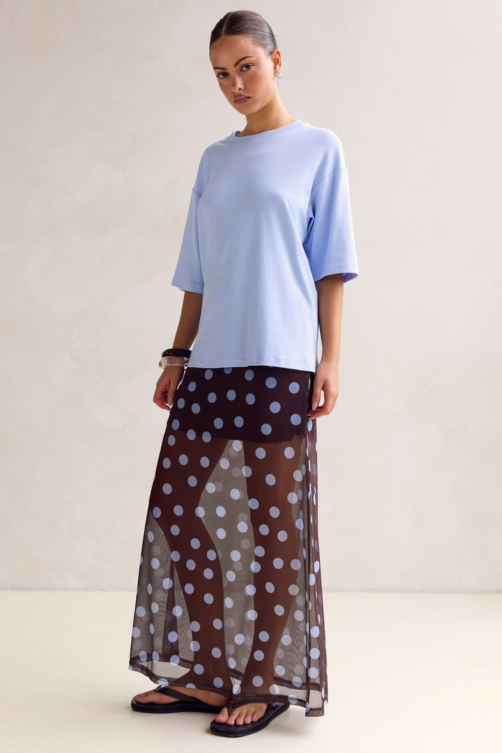 Leni Maxi Skirt (Chocolate/Blue)