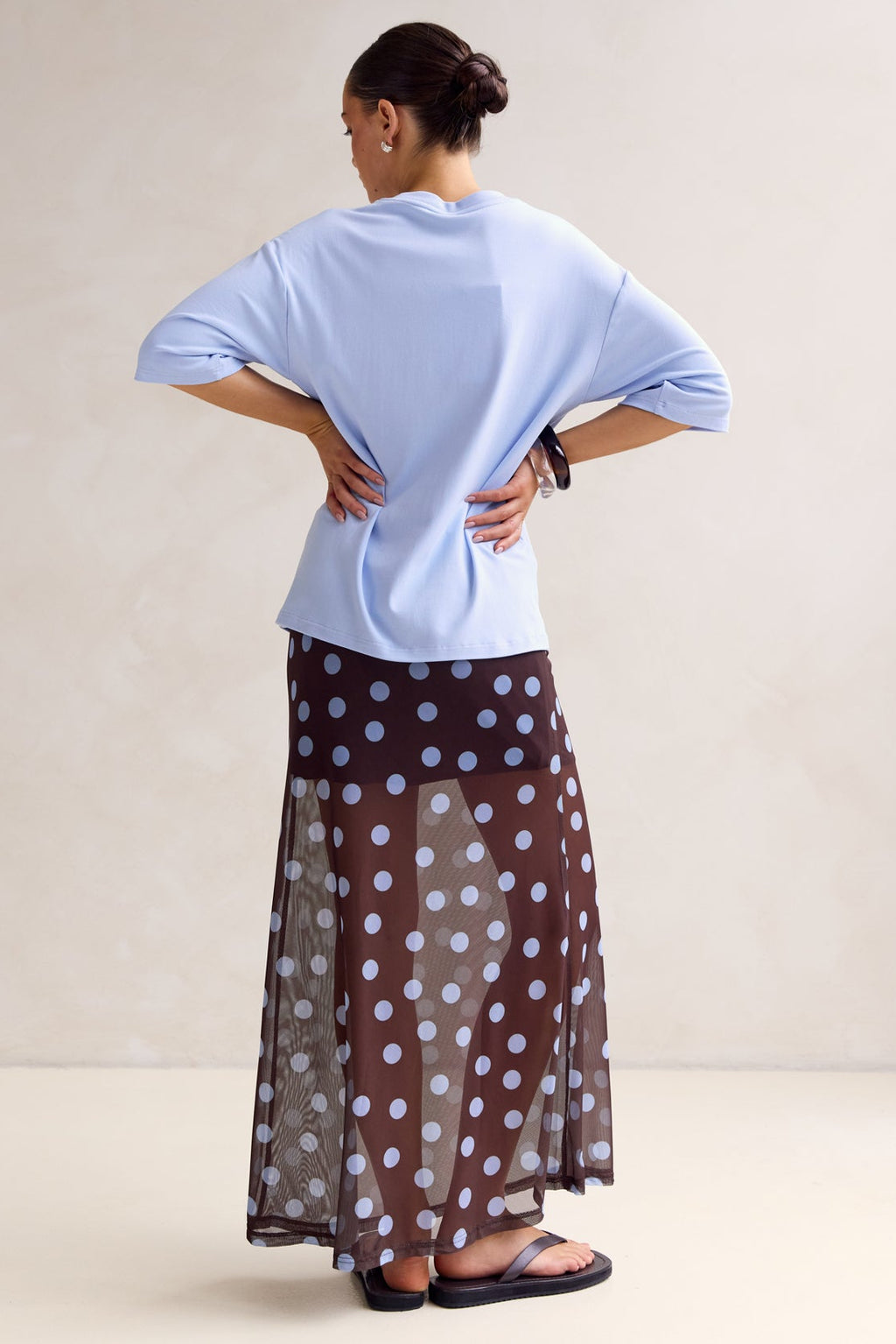 Leni Maxi Skirt (Chocolate/Blue)