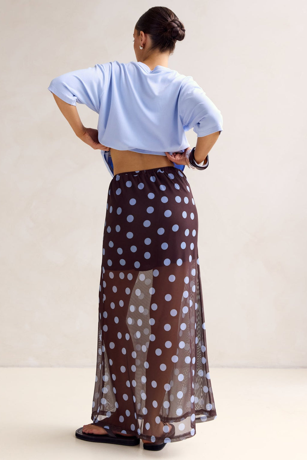Leni Maxi Skirt (Chocolate/Blue)