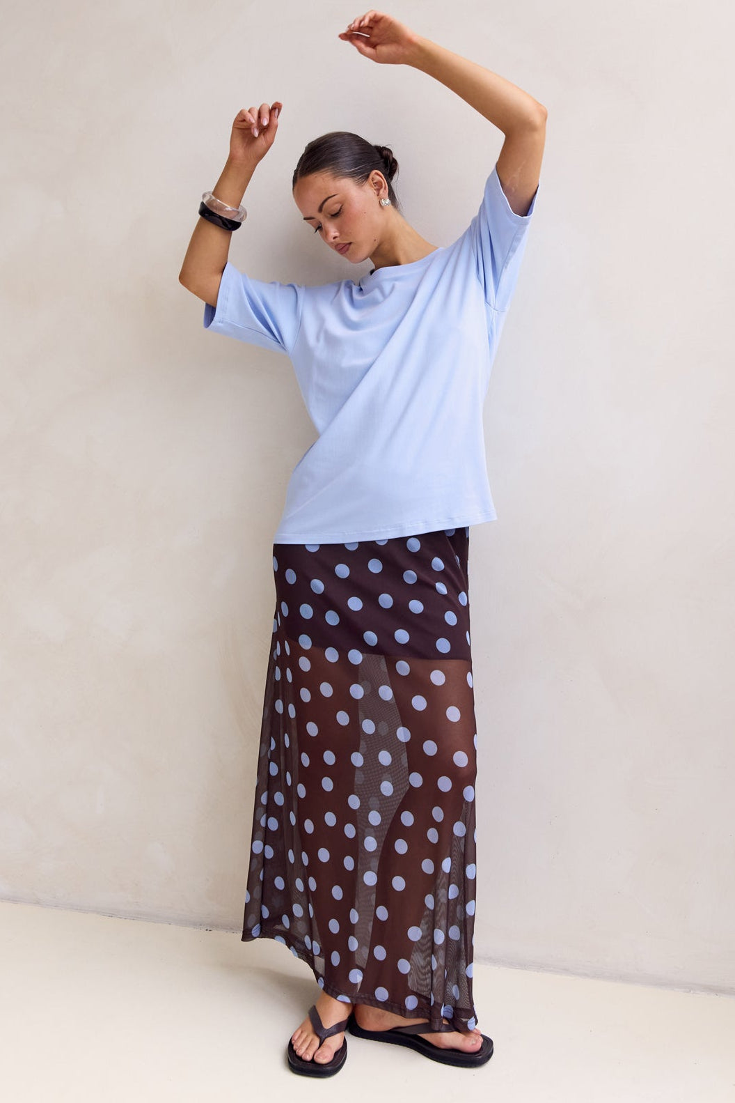 Leni Maxi Skirt (Chocolate/Blue)