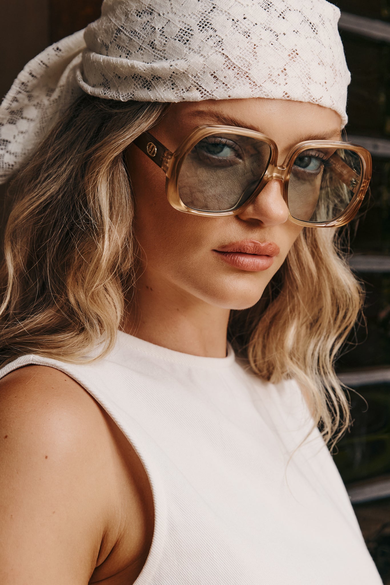 Cora Lace Scarf (White)