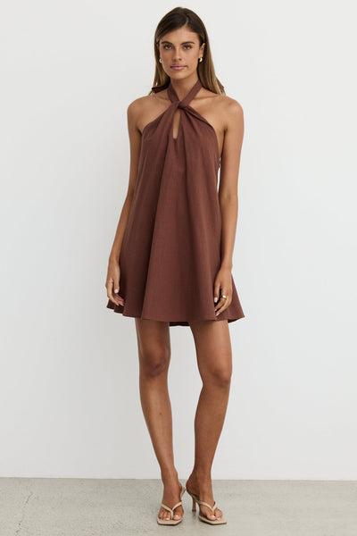 Reese Mini Dress (Chocolate)