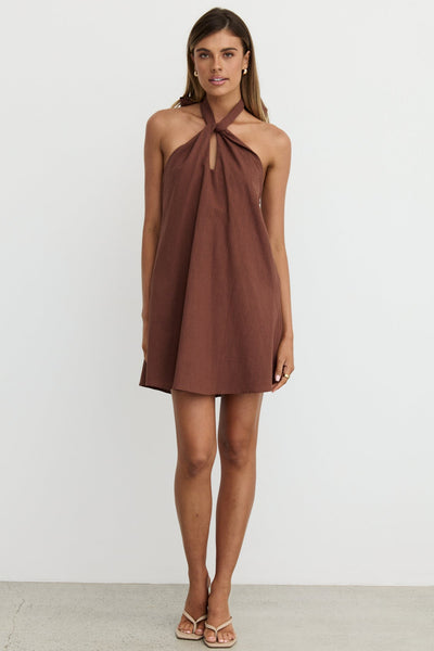 Reese Mini Dress (Chocolate)