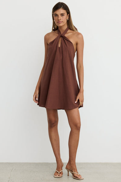 Reese Mini Dress (Chocolate)