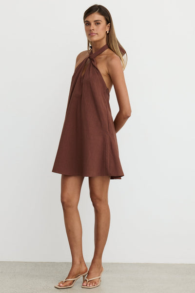 Reese Mini Dress (Chocolate)