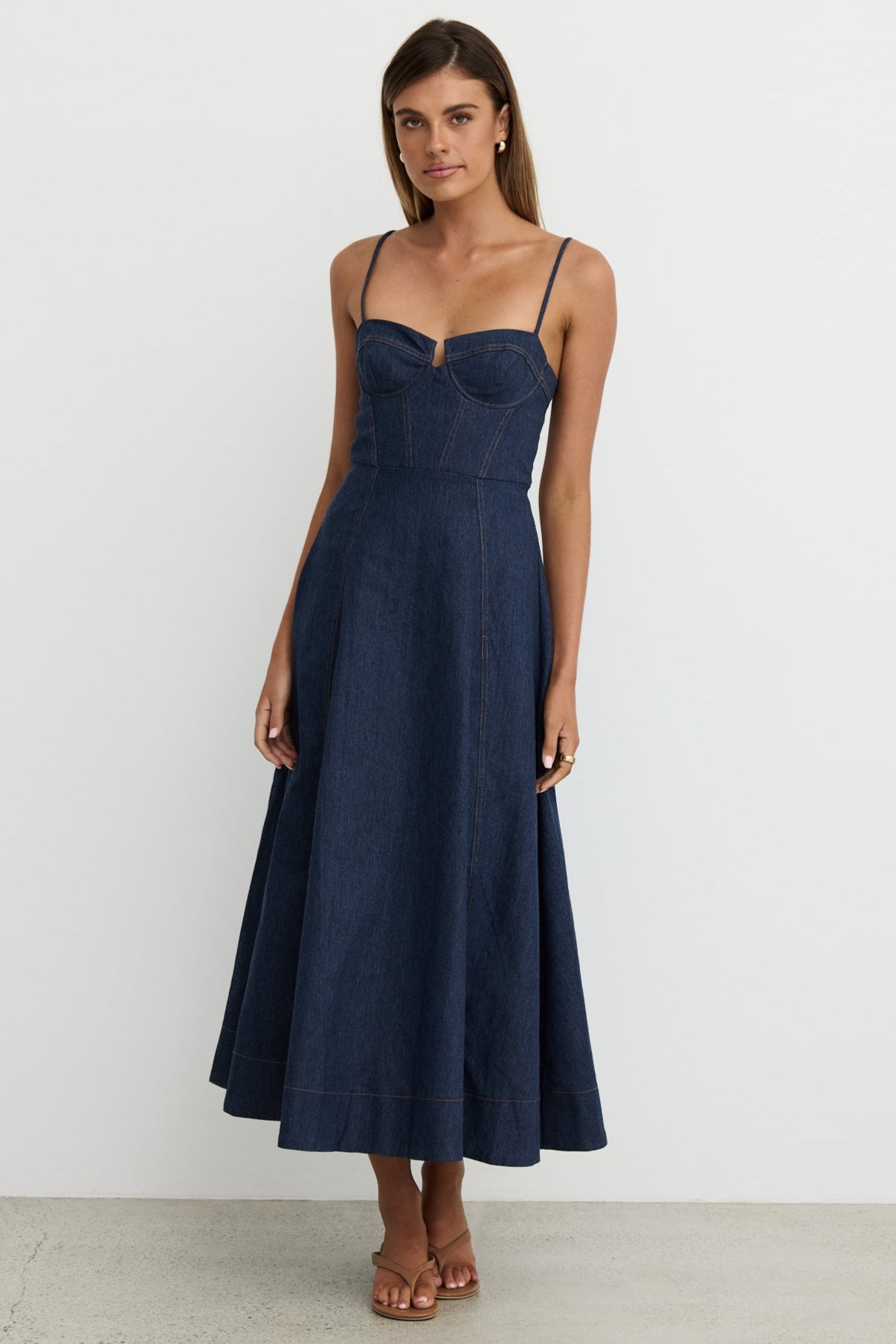 Crosby Denim Midi Dress (Blue)