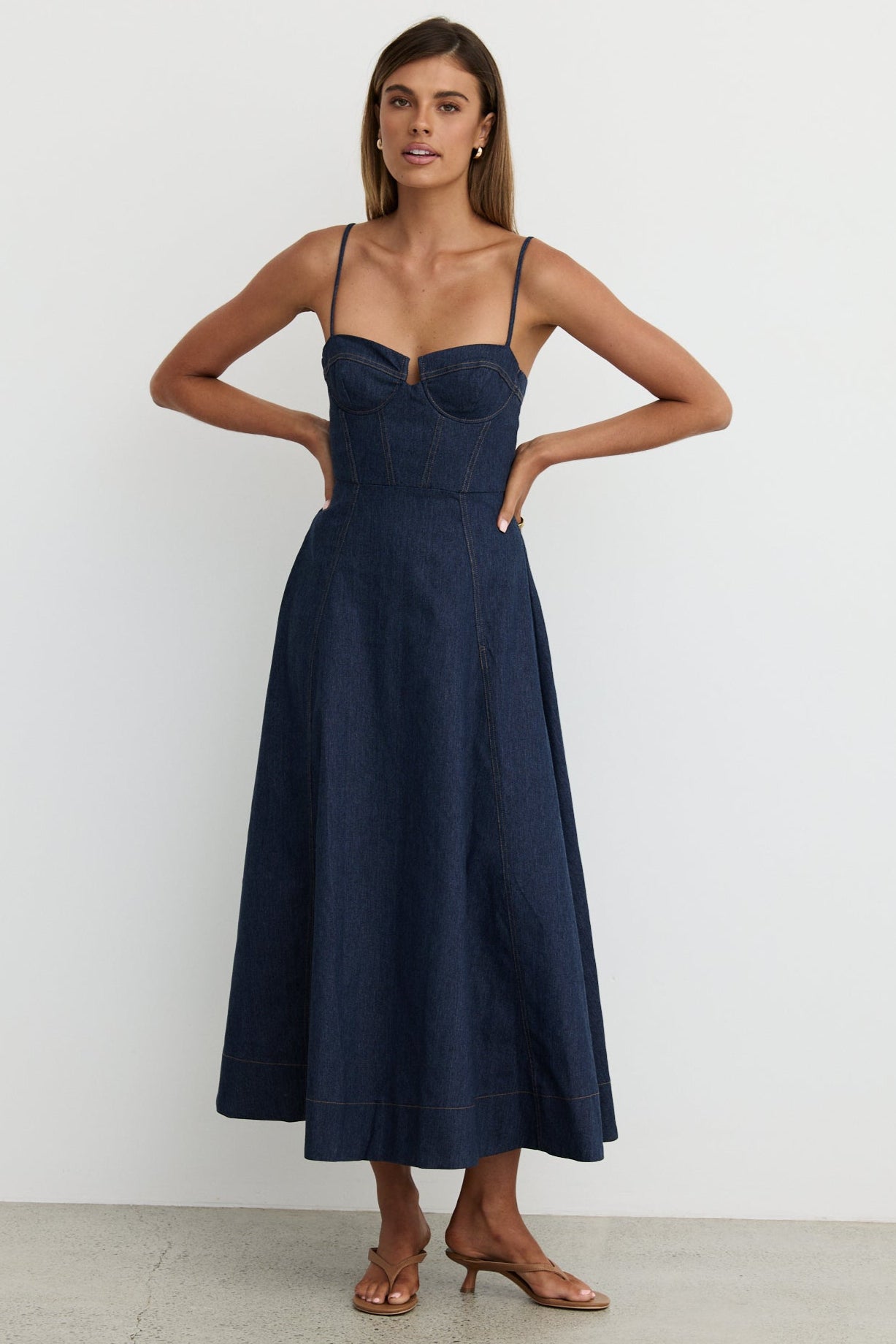 Crosby Denim Midi Dress (Blue)