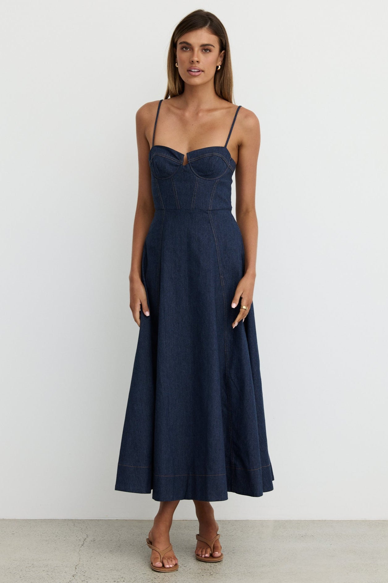 Crosby Denim Midi Dress (Blue)