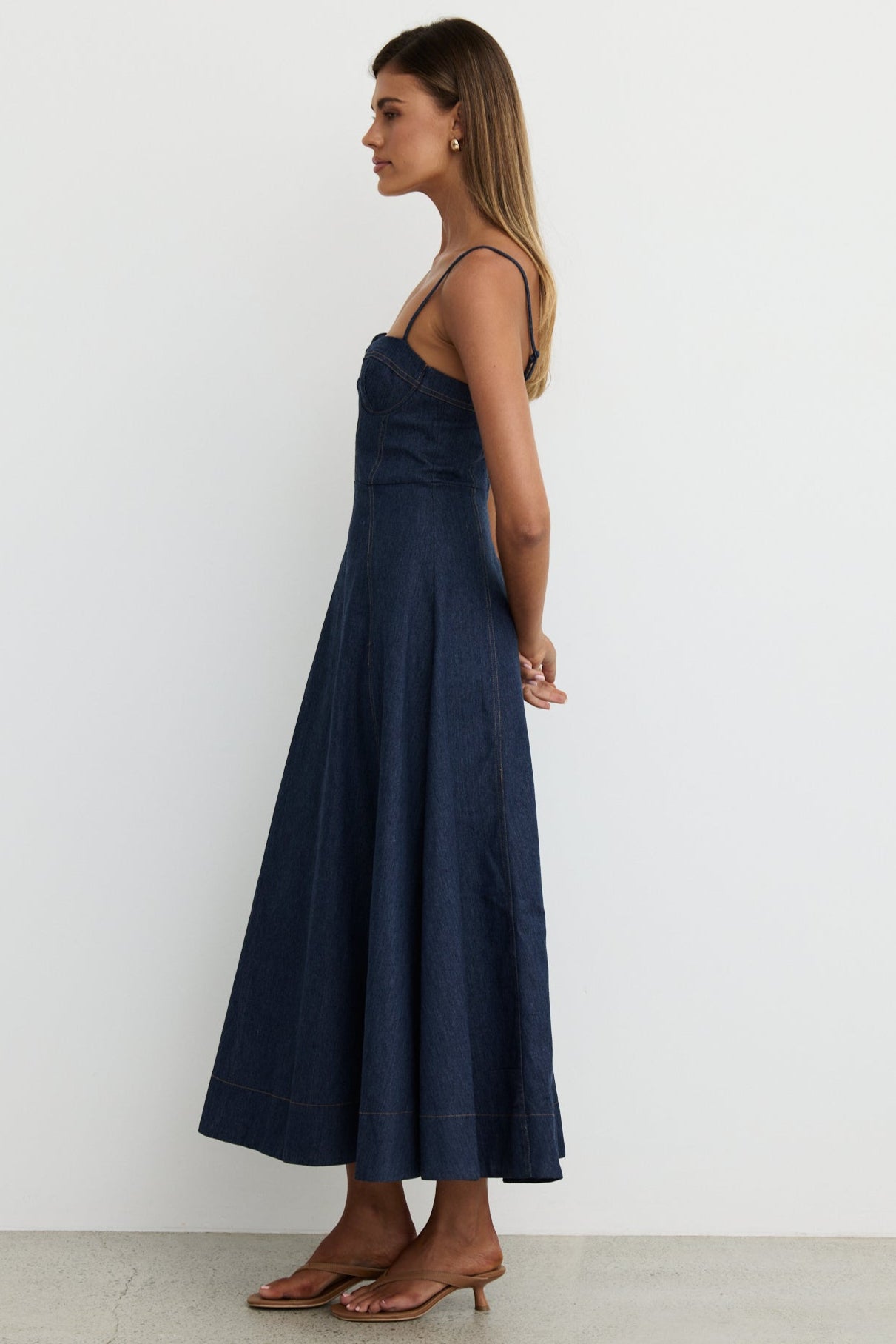 Crosby Denim Midi Dress (Blue)