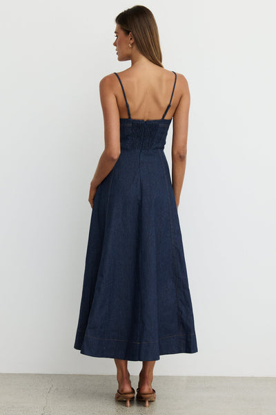 Crosby Denim Midi Dress (Blue)