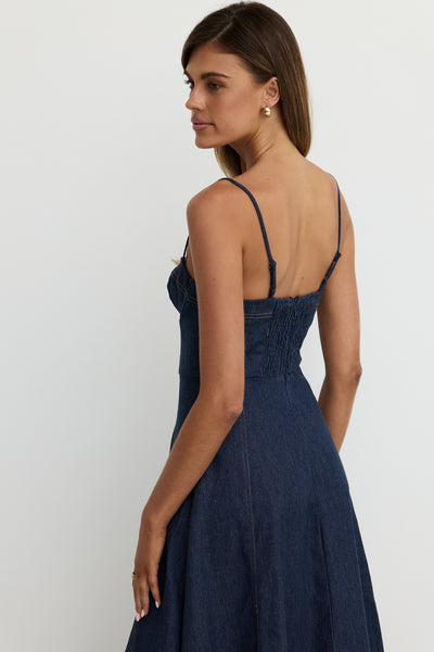 Crosby Denim Midi Dress (Blue)