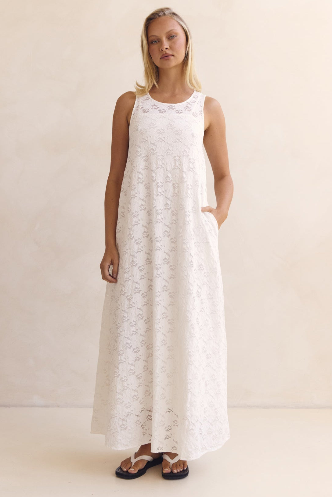 Isabel Lace Maxi Dress (White)