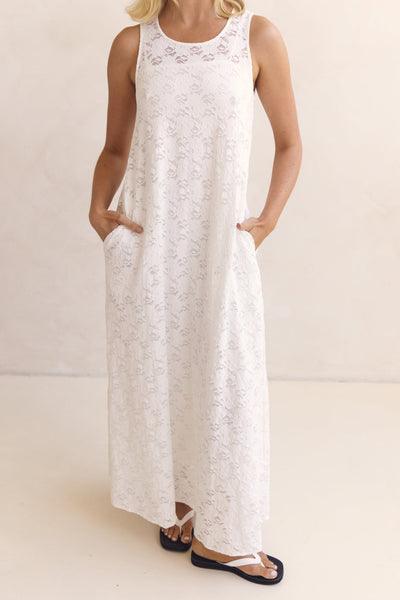 Isabel Lace Maxi Dress (White)