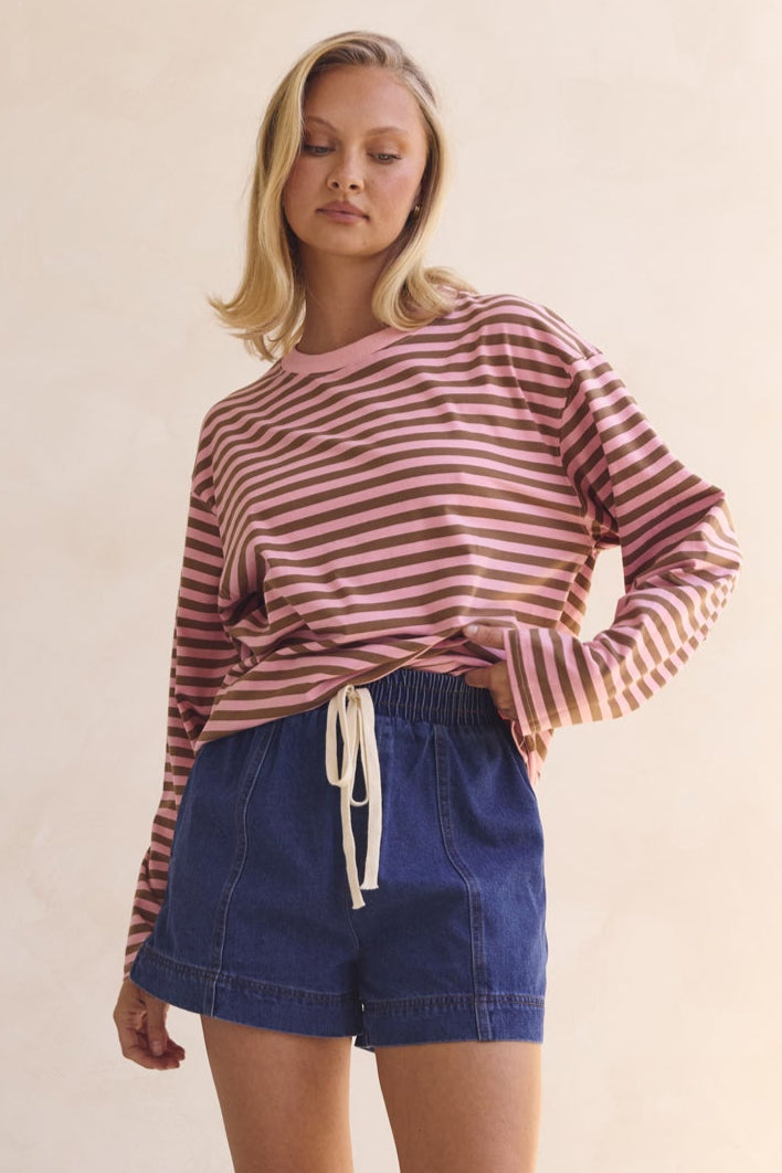 Lia Long Sleeve Top (Pink)