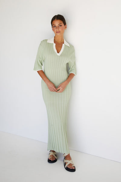 Eleni Knit Midi Dress (Sage)