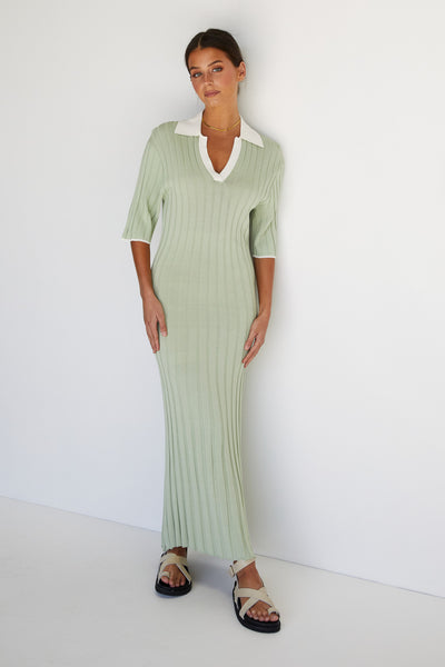 Eleni Knit Midi Dress (Sage)