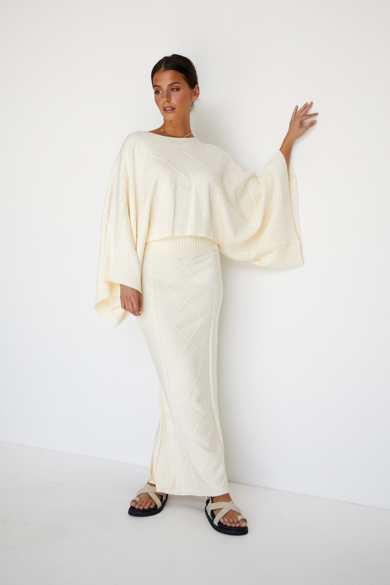 Monique Knit Skirt (Cream)