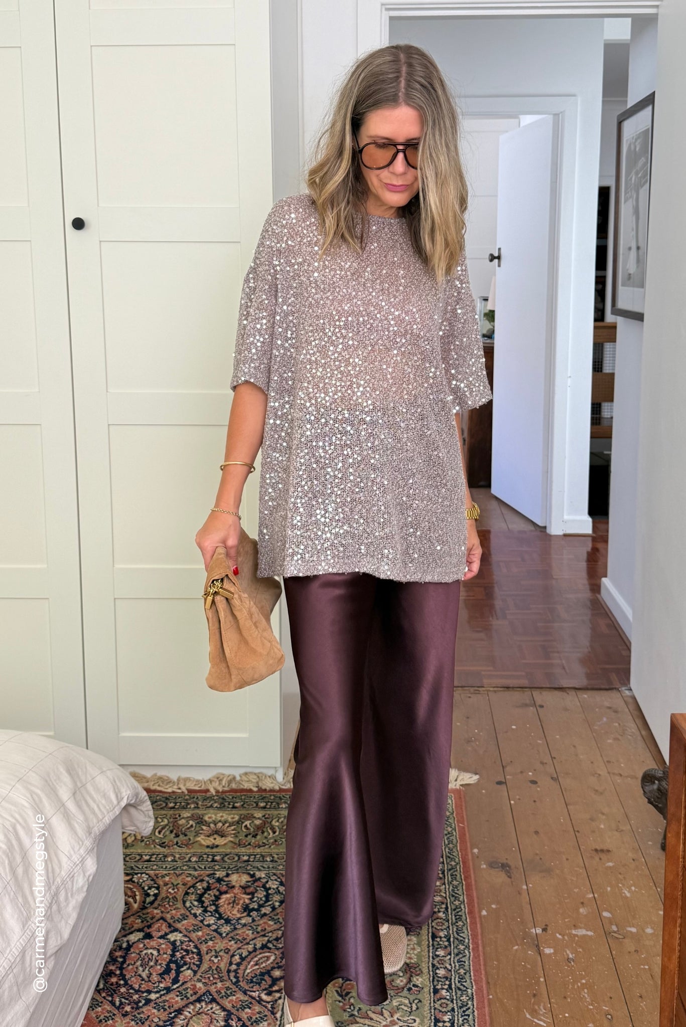 Micah Sequin Knit Tee (Dusty Mauve)
