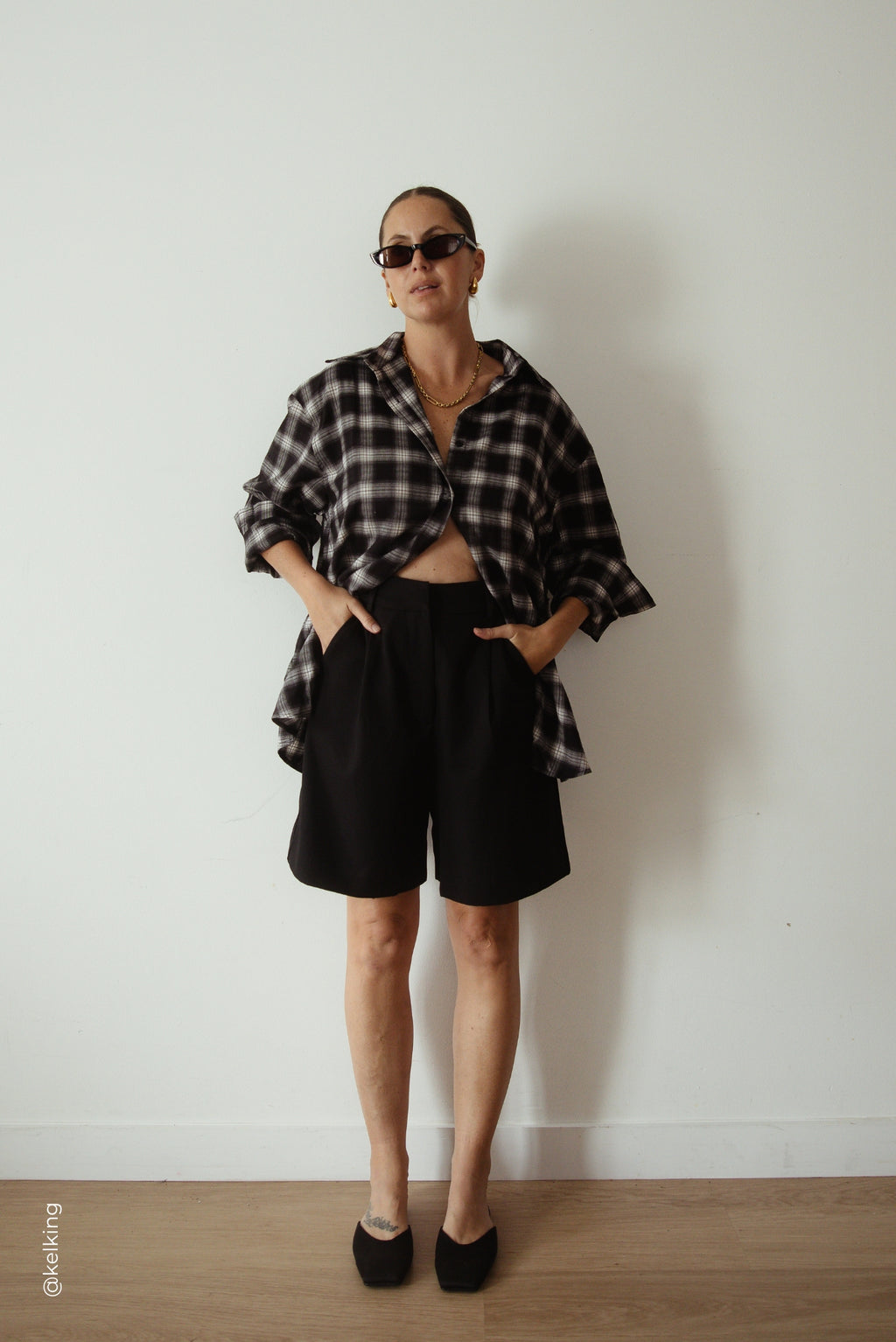 Lainey Shirt (Black Plaid)