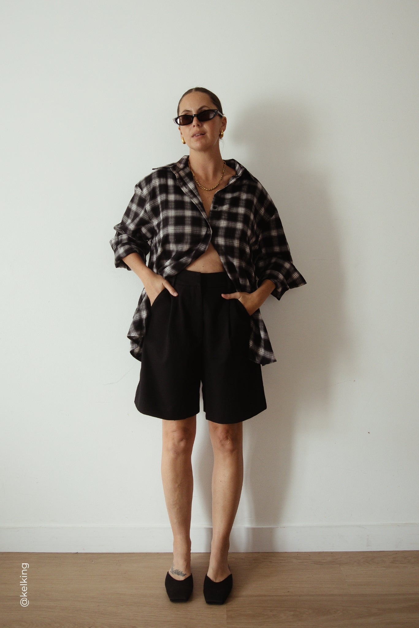 Lainey Shirt (Black Plaid)