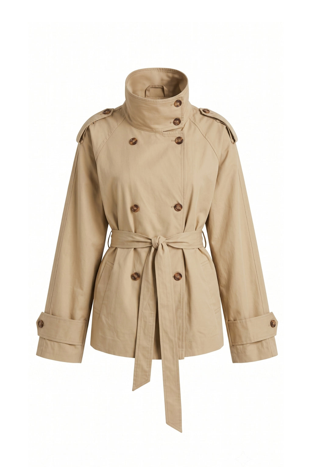 Murphy Cropped Trench Coat (Taupe)