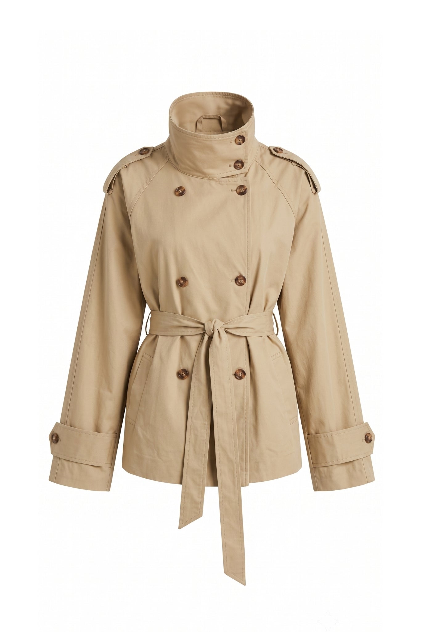 Murphy Cropped Trench Coat (Taupe)