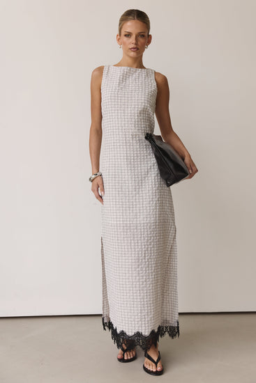 Holland Maxi Dress (White/Black Plaid)