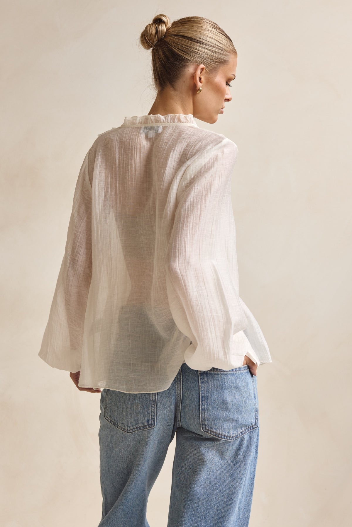 Colette Ruffle Shirt (Cream)