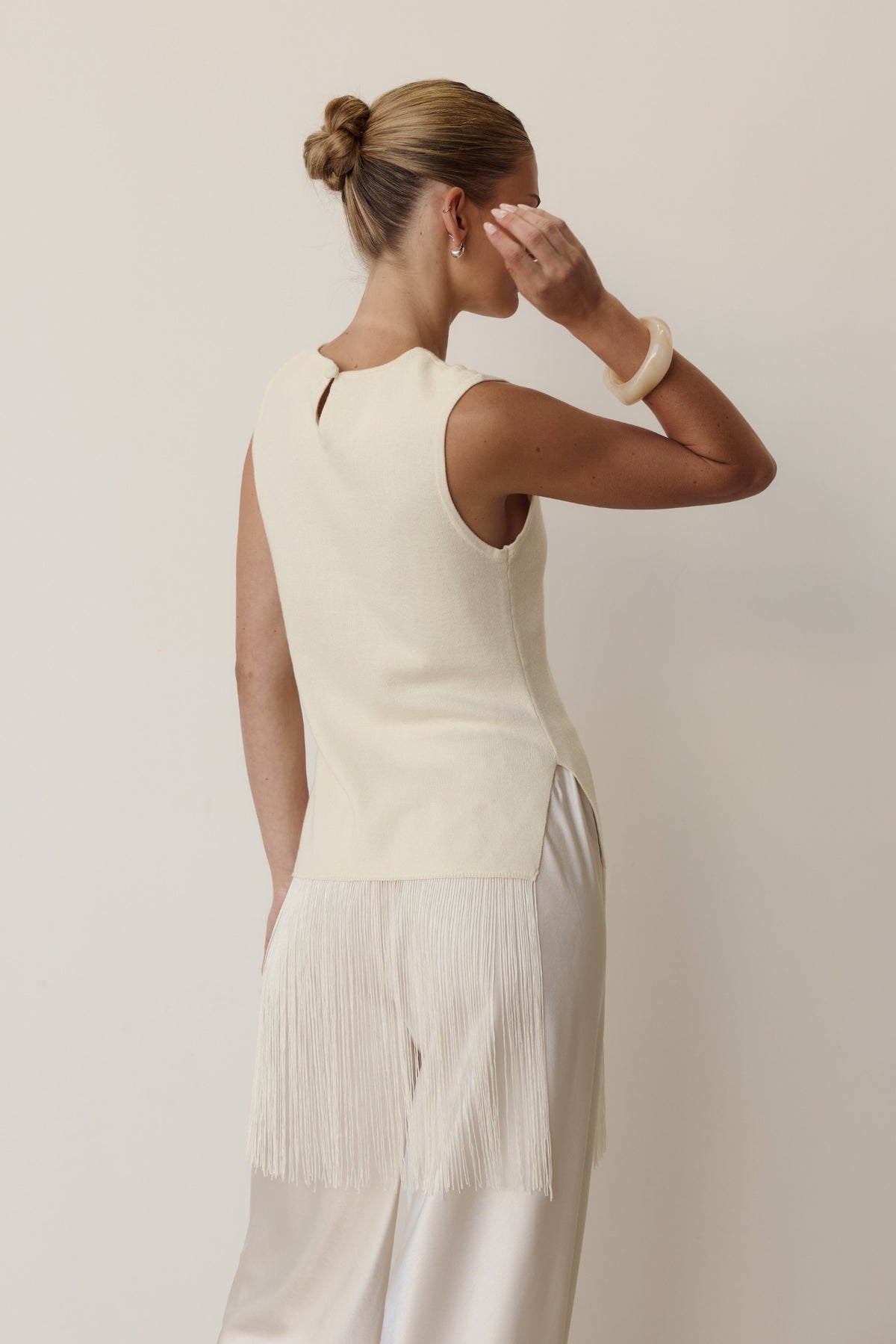 Portia Fringe Top (Cream)