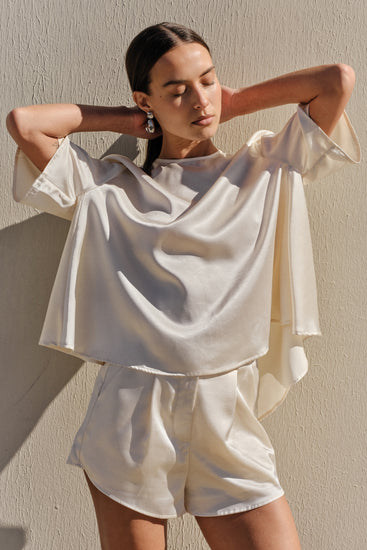 Emmi Satin Tailored Short (Cream)