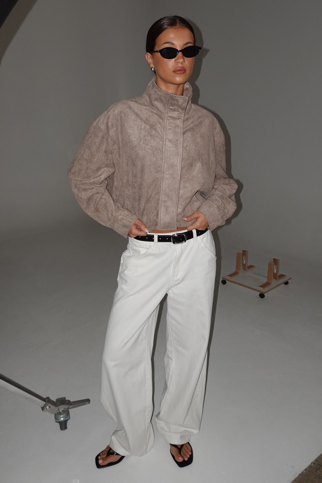 Sutton Funnel Bomber Jacket (Taupe)