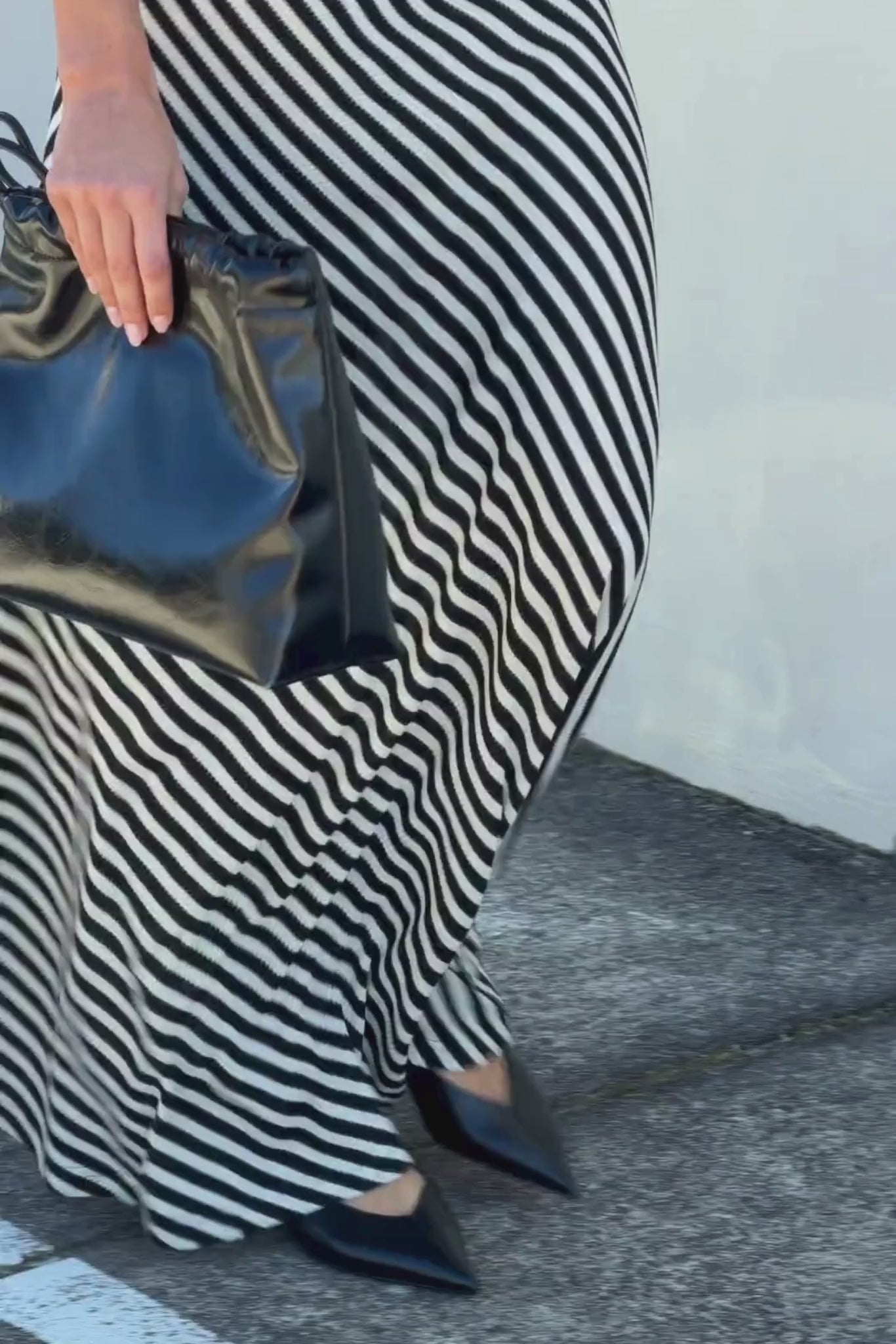Parker Knit Maxi Skirt (Black/Cream Stripe)