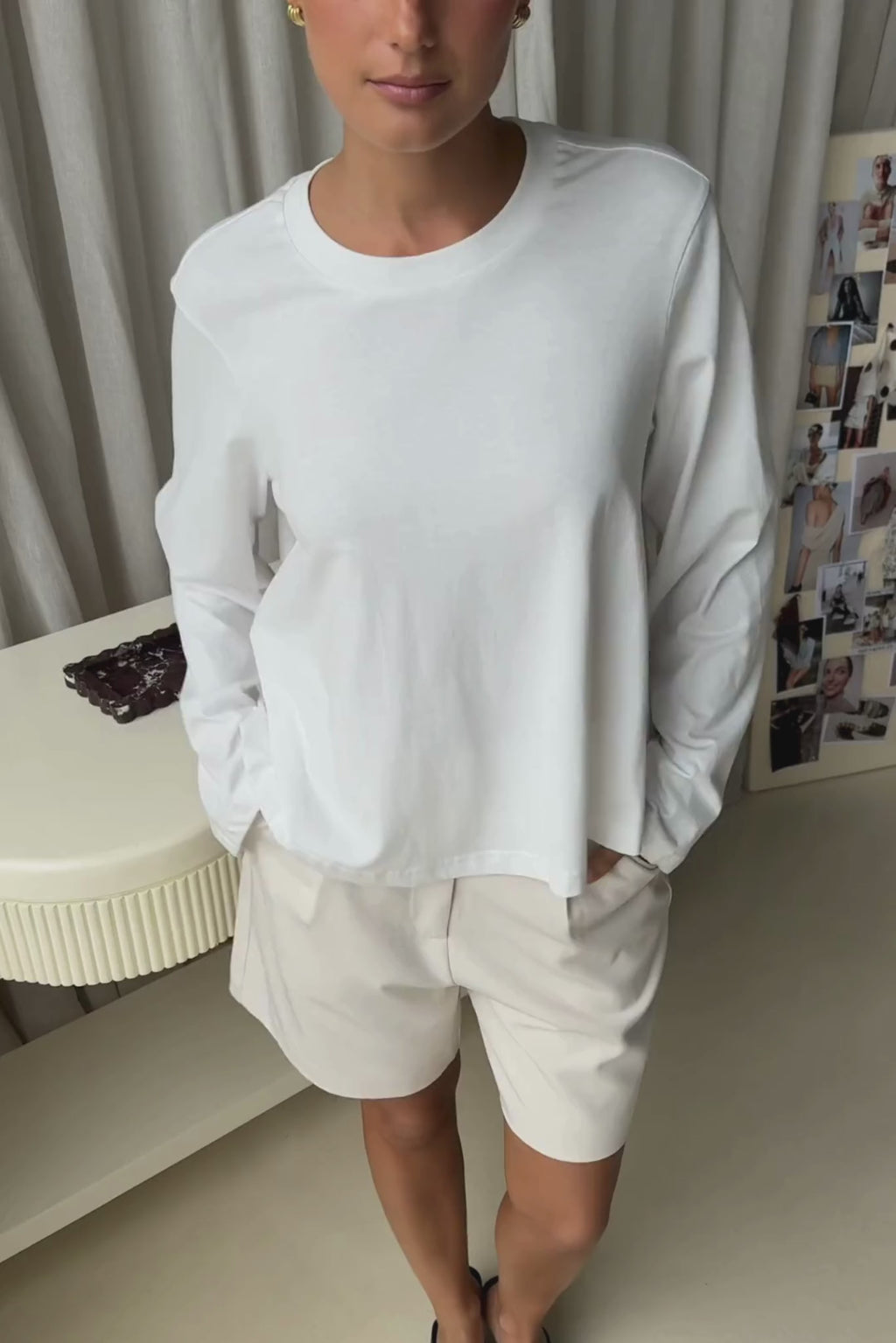 Harper Swing Long Sleeve Tee (White)