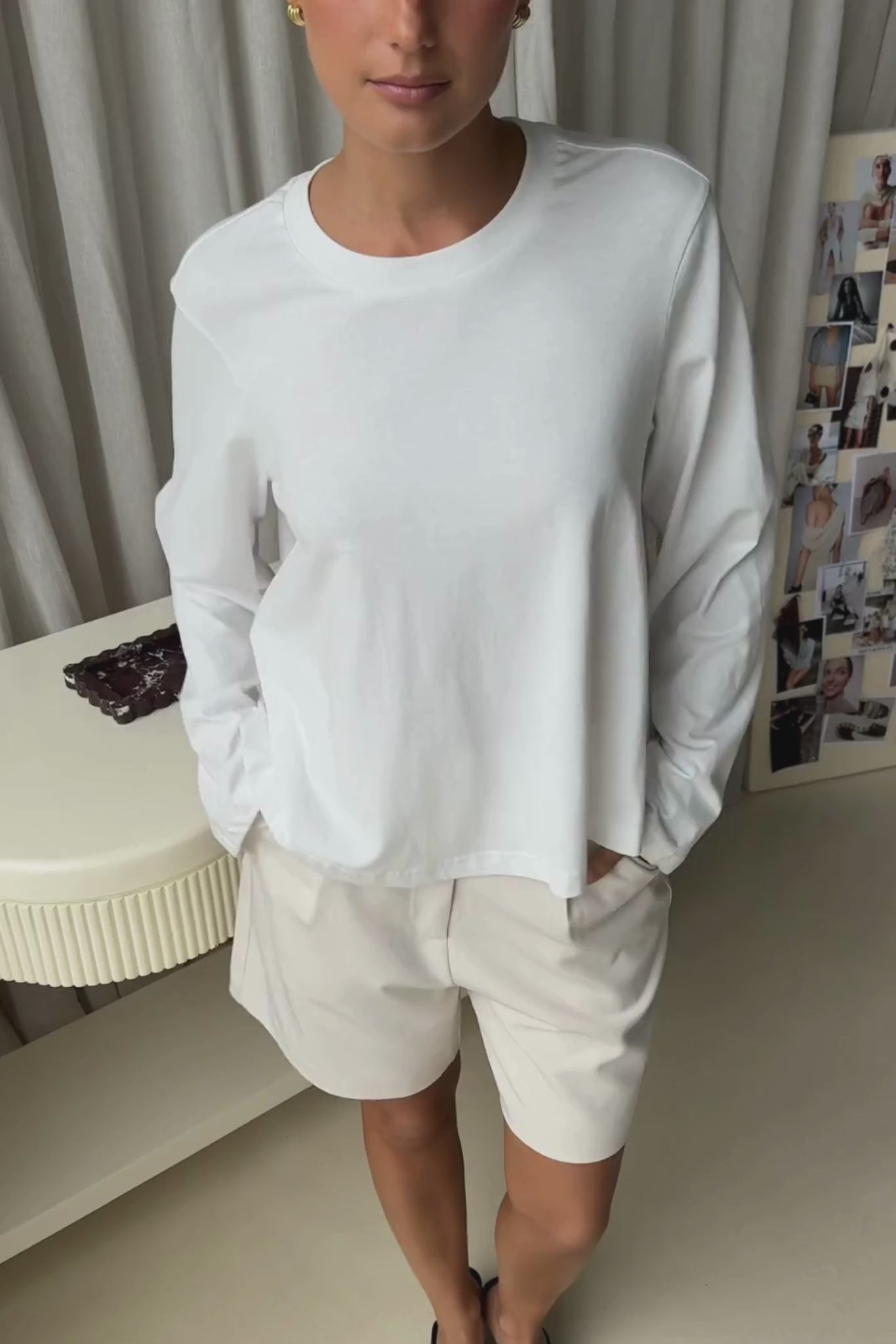 Harper Swing Long Sleeve Tee (White)