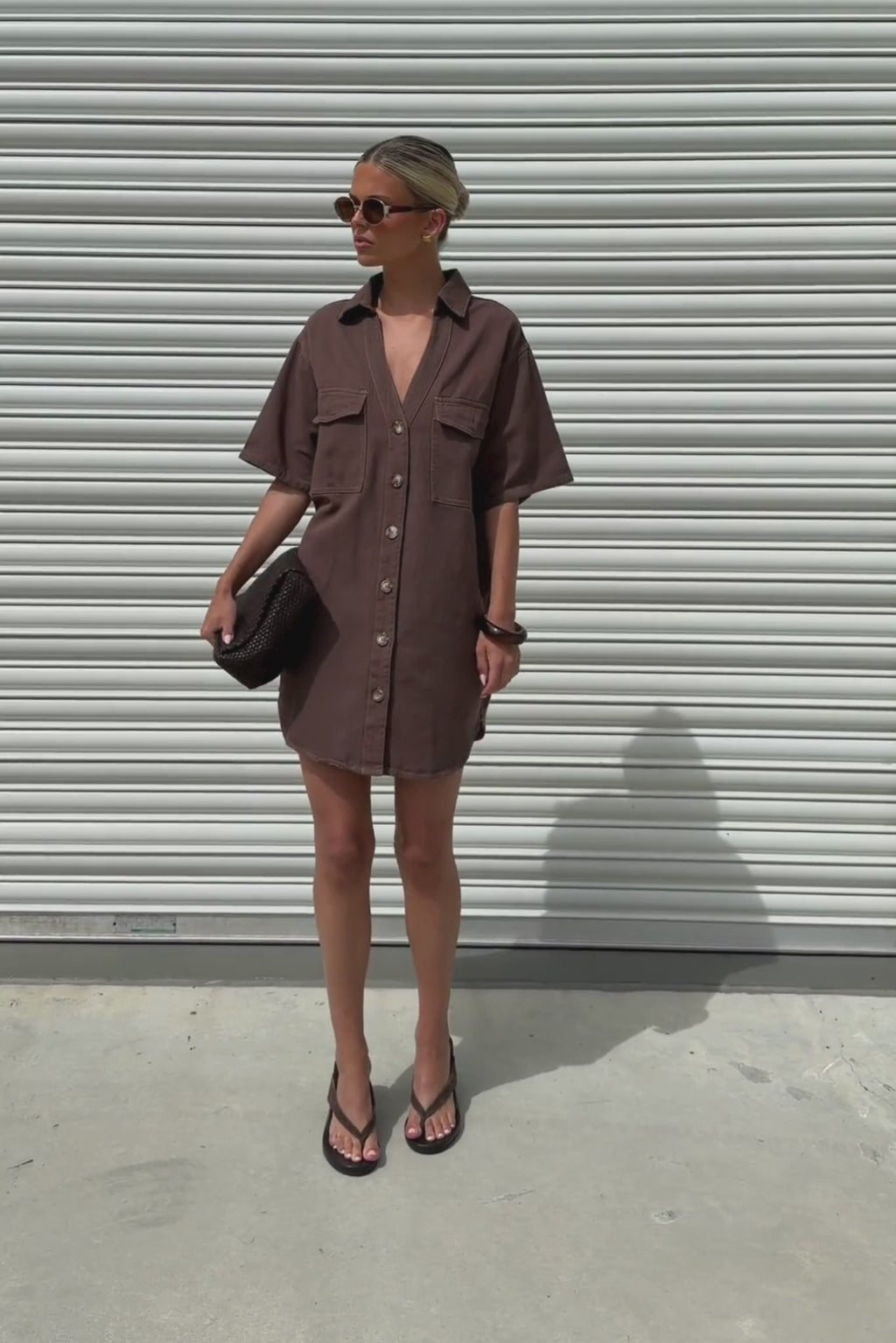 Nia Denim Mini Dress (Chocolate)