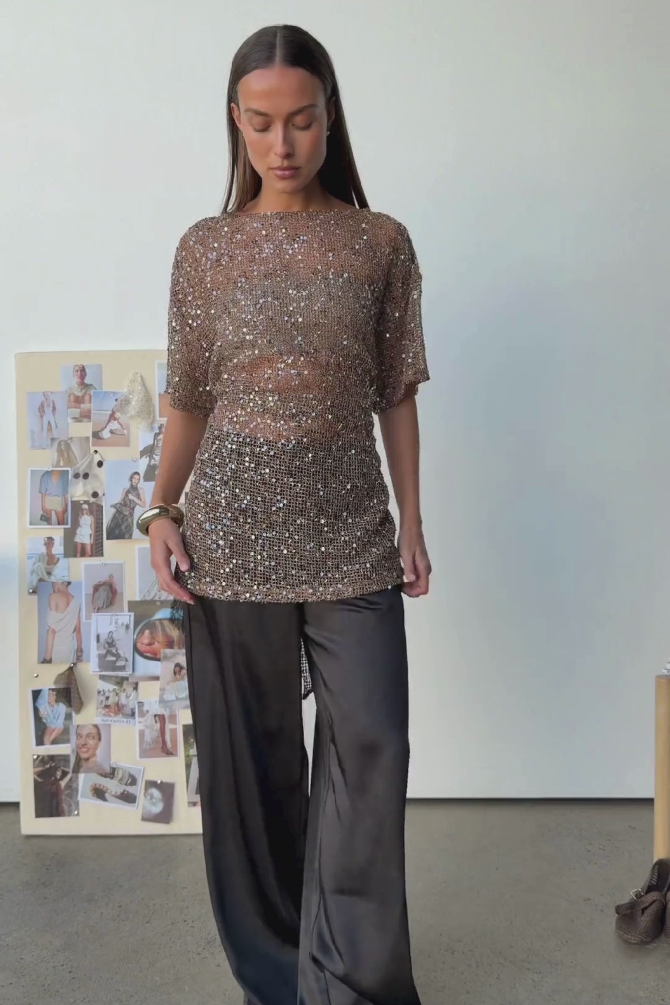 Edela Sequin Mini Dress (Chocolate)