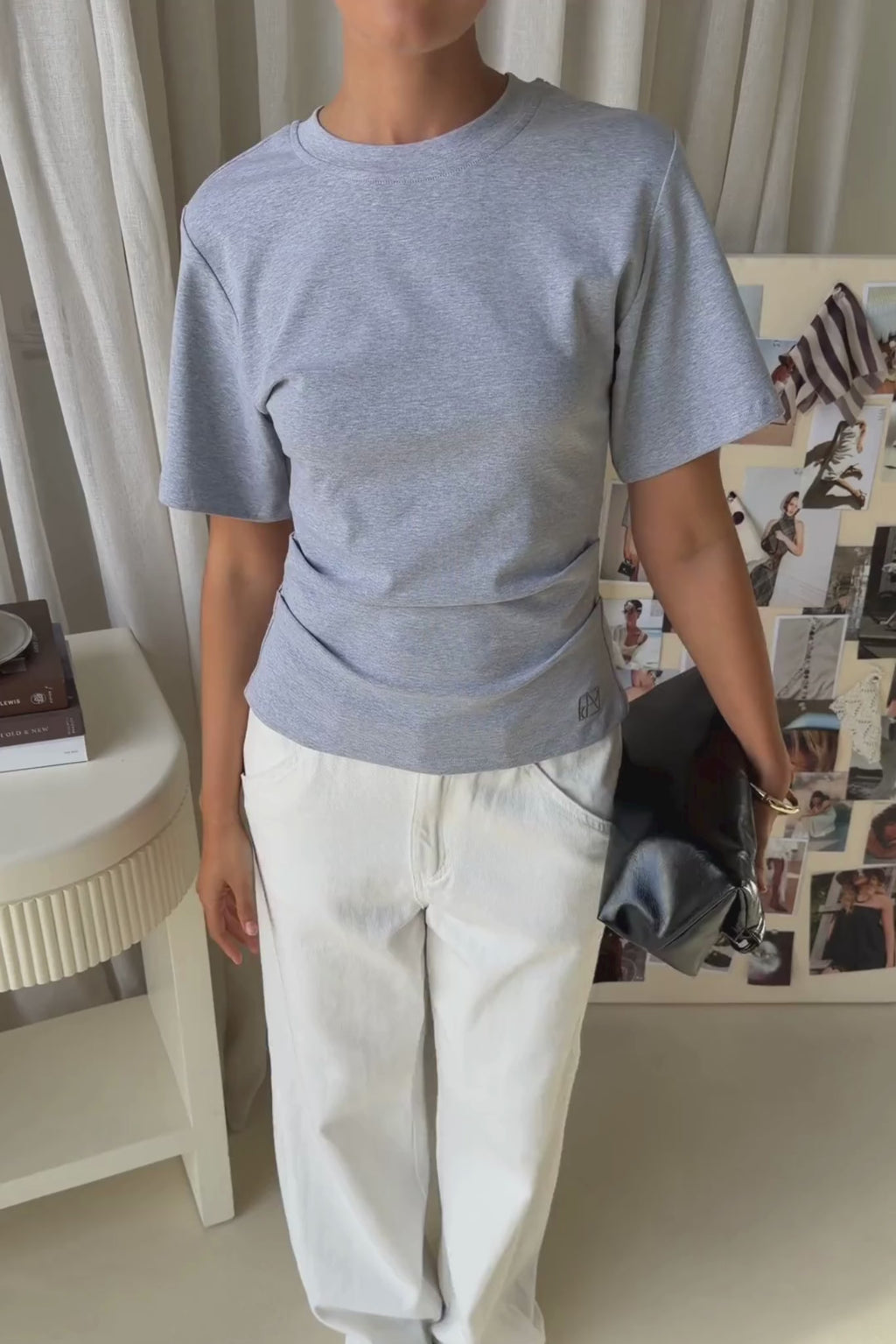 Rory Cinched Tee (Grey Marle)