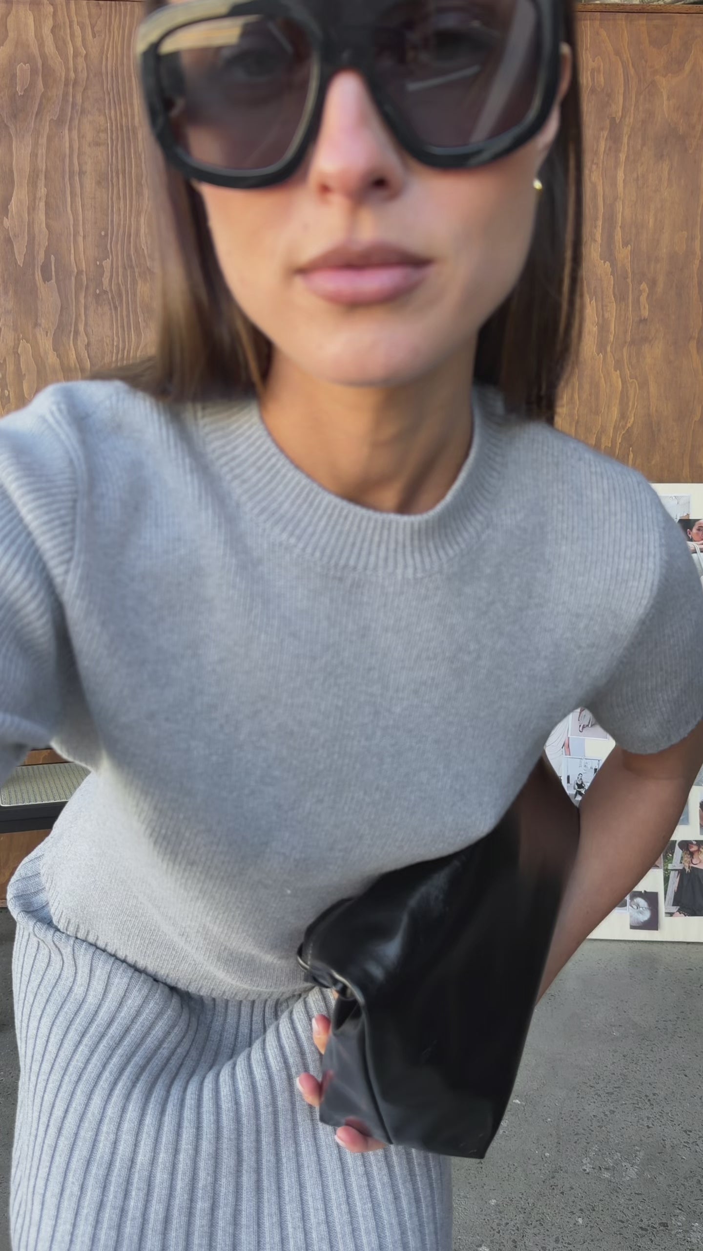 Jordy Ribbed Knit Midi Skirt (Grey)