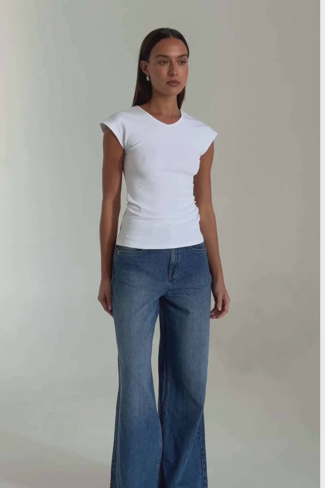 Darcy V Neck Baby Tee (White)