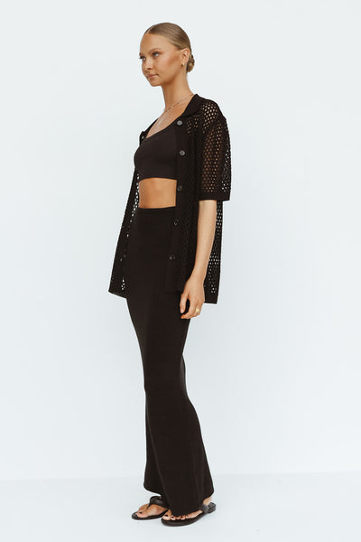 Mina Knit Maxi Skirt (Black)