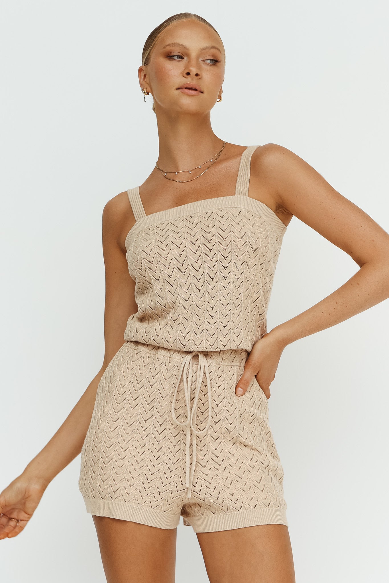 Salina Knit Playsuit (Beige)