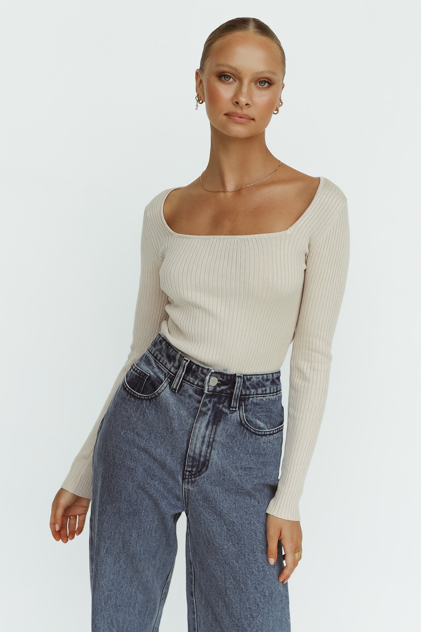 Javie Knit Top (Beige)