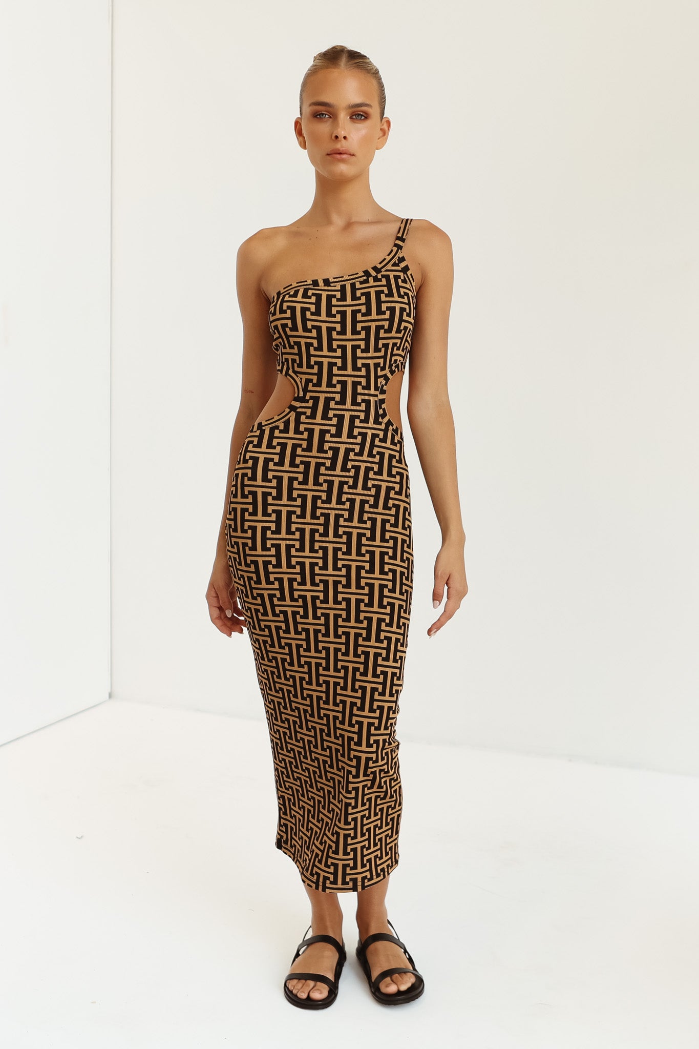 Avril Midi Dress (Beige)