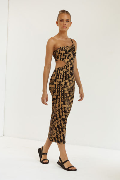 Avril Midi Dress (Beige)